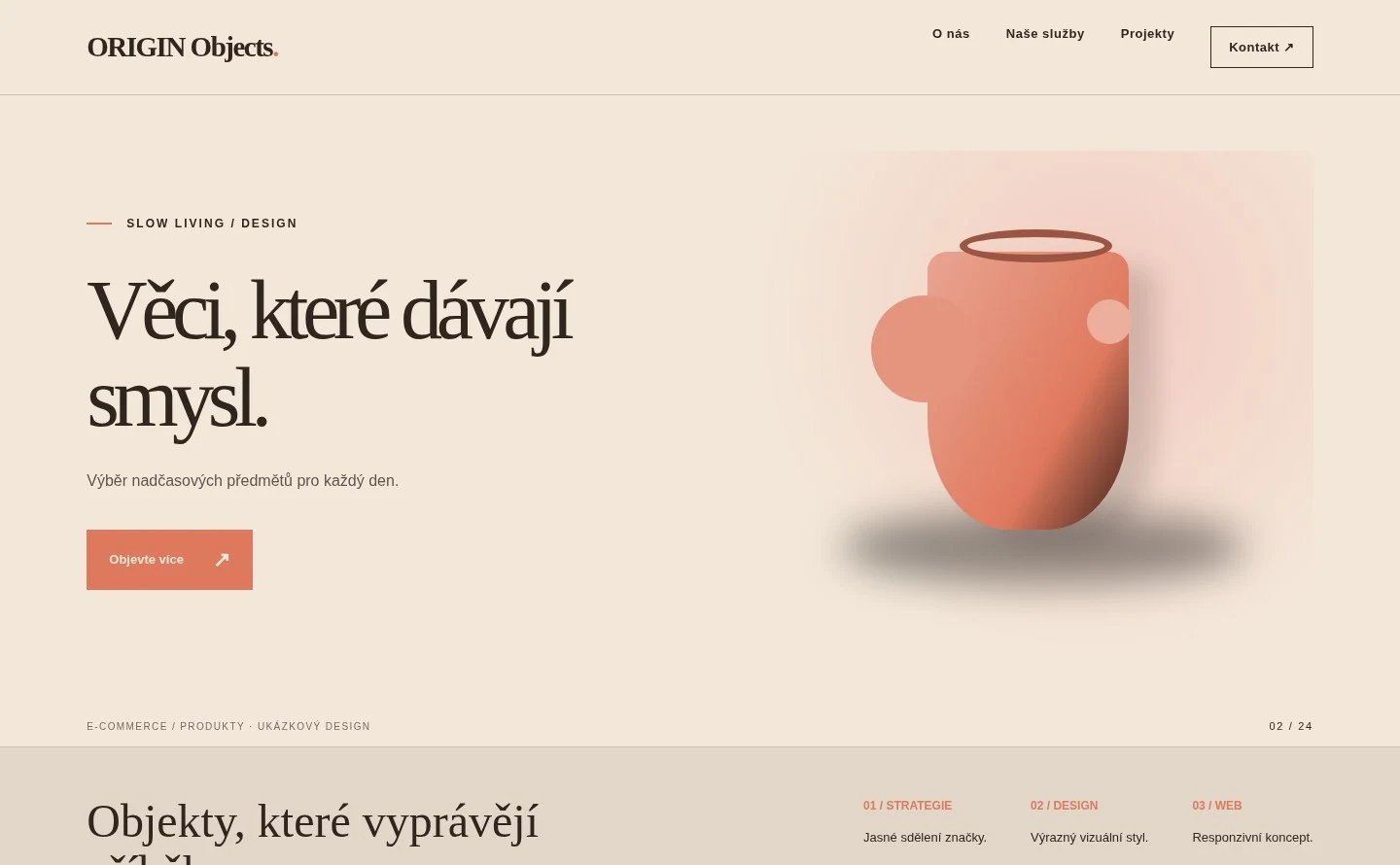 Designový koncept moderního produktového e-shopu